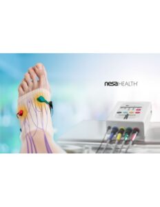 Dispositivo de neuromodulación Nesa en pie humano con electrodos