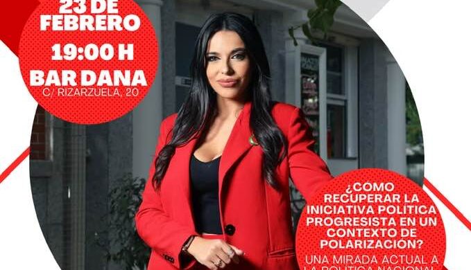 Cartel del coloquio sobre política entre cervezas con Sarah Santaolalla