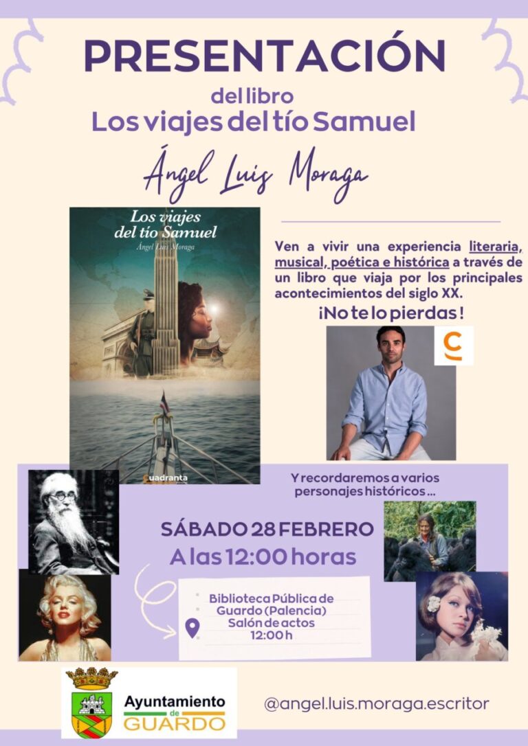 Cartel de presentación del libro Los viajes del tío Samuel en Guardo