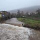 Río Rubagón en Barruelo con alto caudal tras lluvias intensas