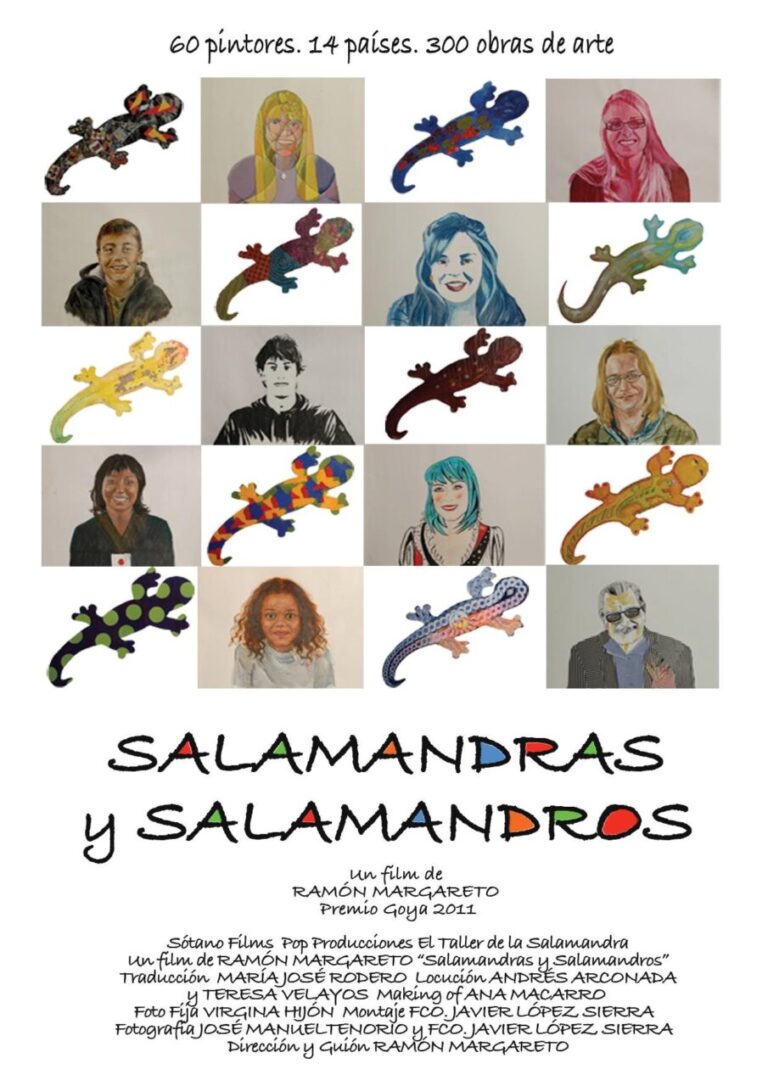 Cartel de la película Salamandras y Salamandros con retratos y salamandras