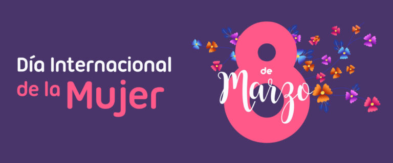 Cartel del Día Internacional de la Mujer con flores y el número 8