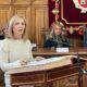 Rosa de la Peña durante su cese en el Ayuntamiento de Palencia