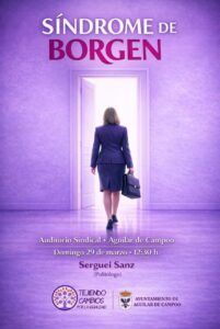 Cartel sobre la charla del síndrome de Borgen