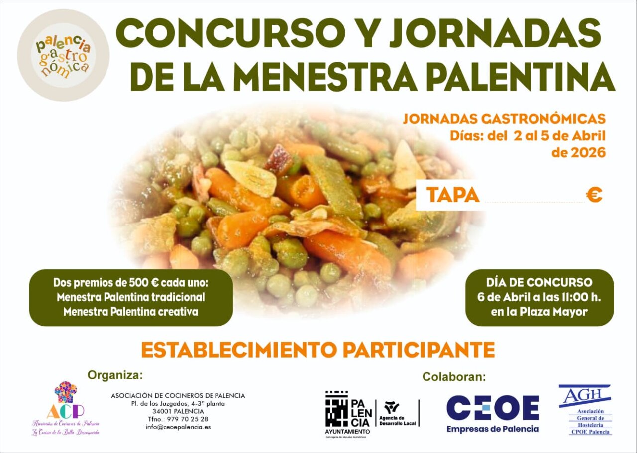 Cartel del Concurso y Jornadas de la Menestra Palentina con información sobre el evento