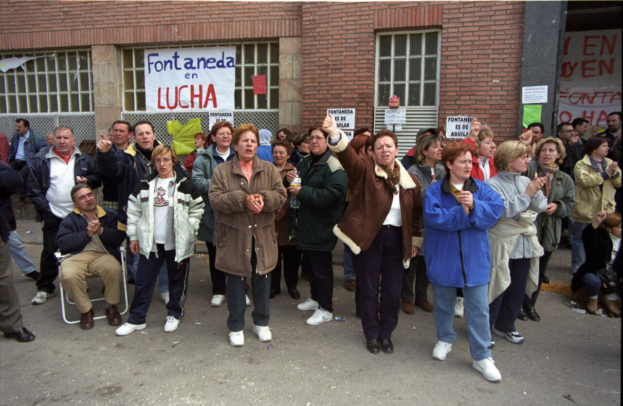 Protesta de trabajadores de la fábrica Fontaneda en Aguilar de Campoo