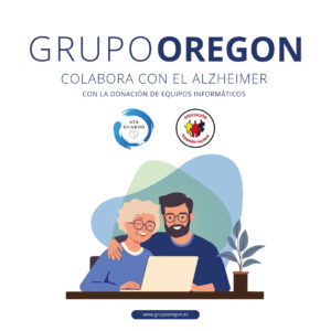 Ilustración de personas colaborando en la donación de equipos informáticos