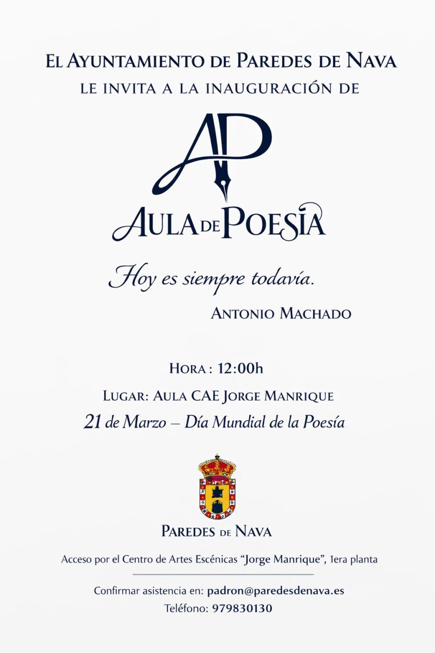 Invitación a la inauguración del Aula de Poesía en Paredes de Nava