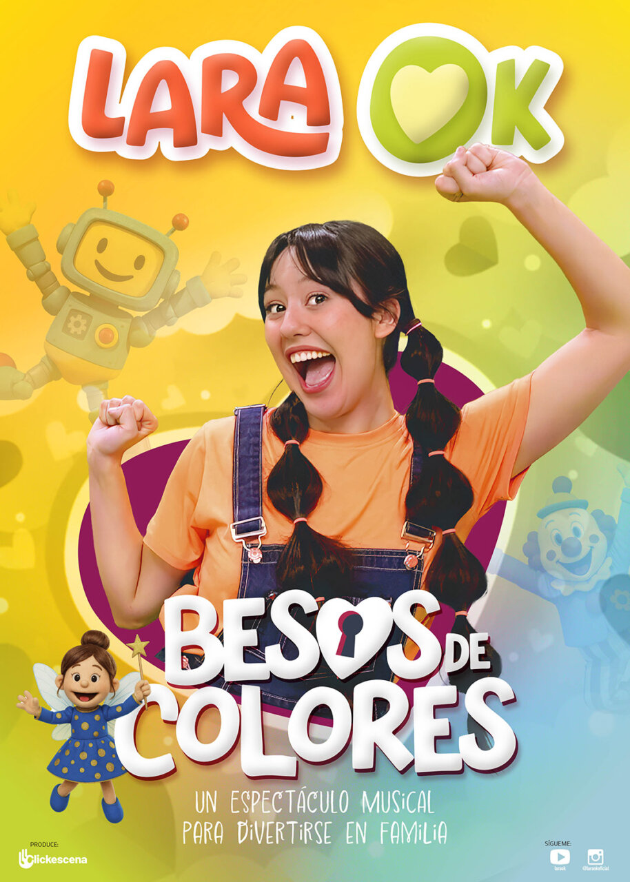 Cartel del espectáculo musical Besos de Colores de Lara OK