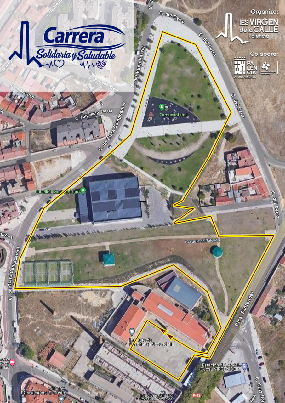 Mapa de la carrera saludable y solidaria del IES Virgen de la Calle en Palencia