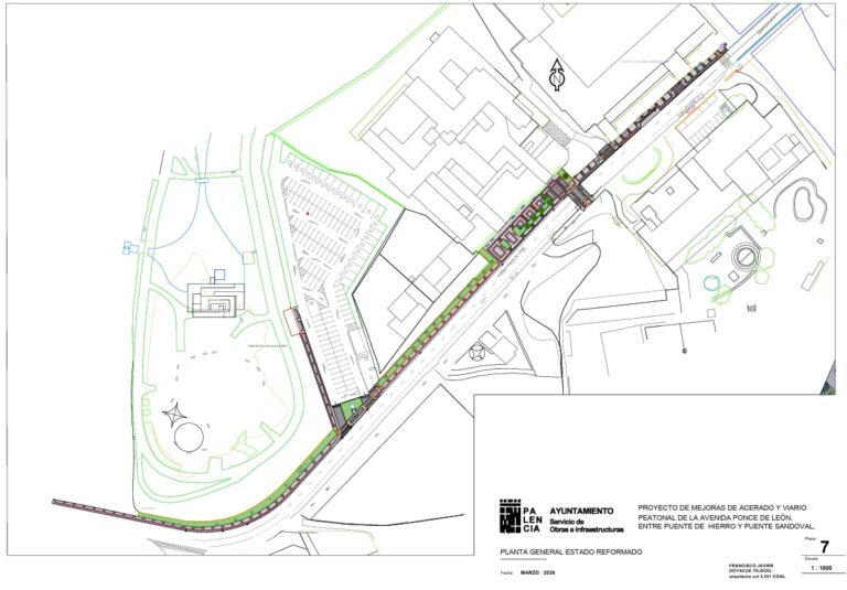 Plano del proyecto de mejoras de acerado y viario peatonal en Palencia