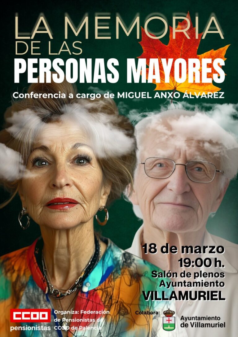 Cartel de conferencia sobre la memoria en personas mayores en Villamuriel