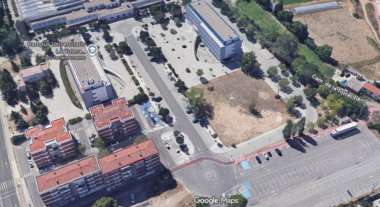 Vista aérea del Campus Universitario La Yutera y parcela cedida