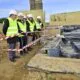 Visita a la construcción del edificio en el yacimiento romano de La Tejada