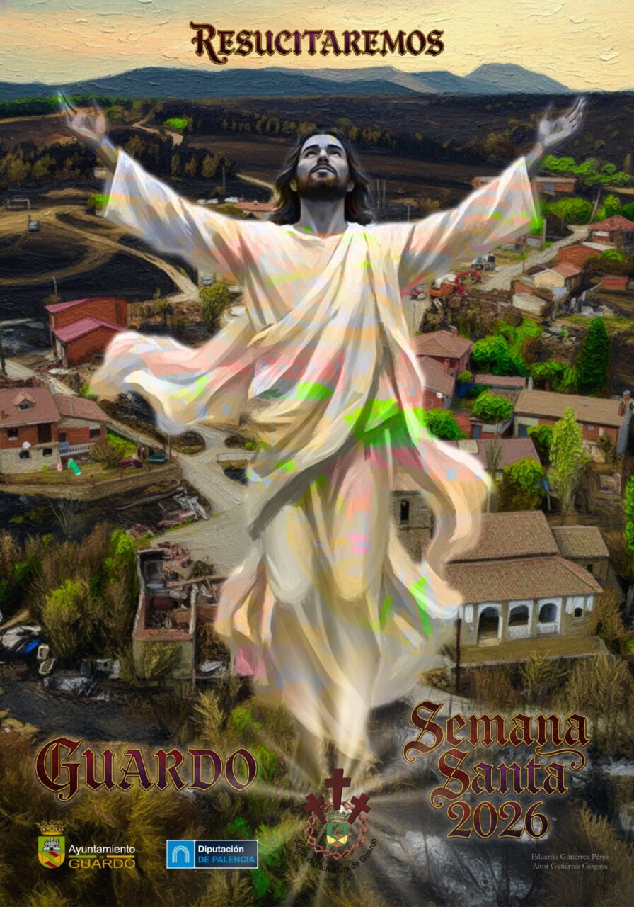 Cartel de la Semana Santa 2026 en Guardo con imagen de Jesús resucitado