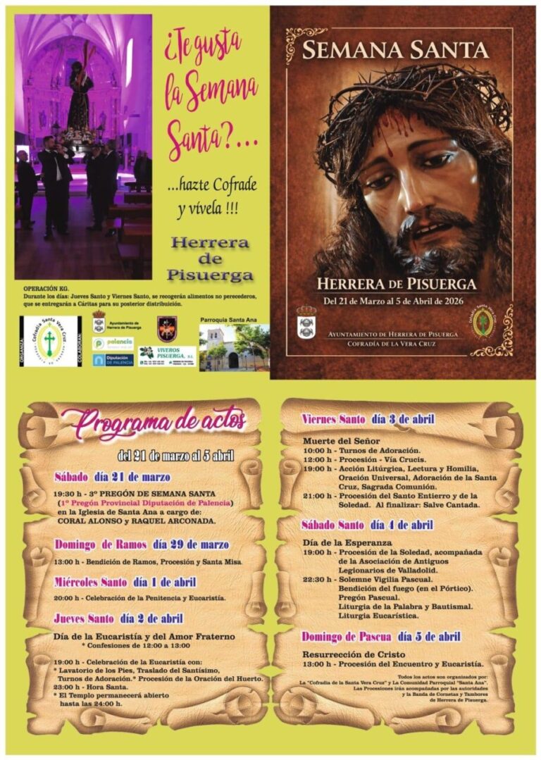 Cartel de la Semana Santa en Herrera de Pisuerga con detalles del programa