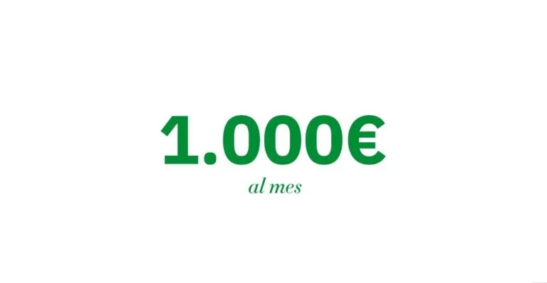 Texto que indica la cantidad de 1.000 euros al mes para becas