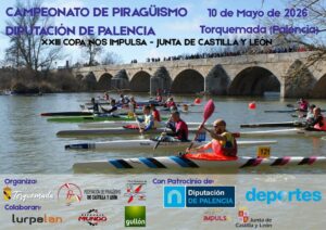 Competencia de piragüismo en el río con participantes en kayaks