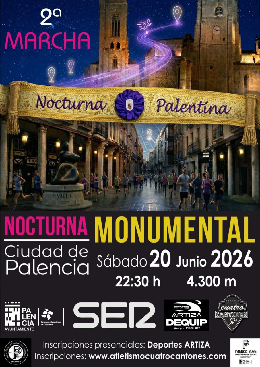 Cartel de la XI Carrera Nocturna Monumental en Palencia con detalles del evento