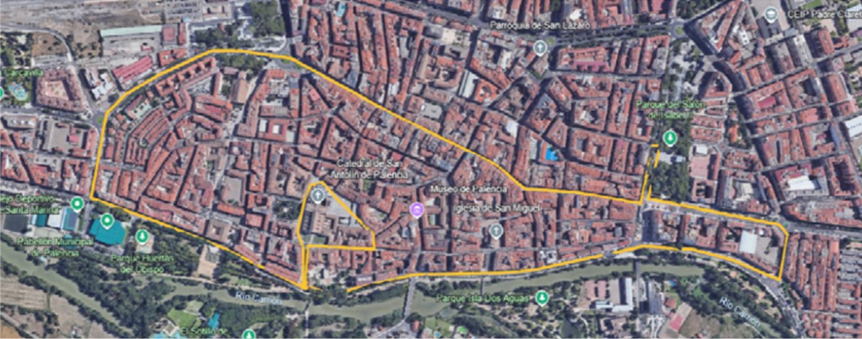 Mapa del recorrido de la carrera de la Policía Nacional en Palencia