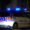 Vehículo de la Policía Local de Palencia con luces encendidas en la noche