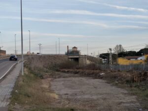 Vista de la obra de la salida del AVE hacia León desde Palencia