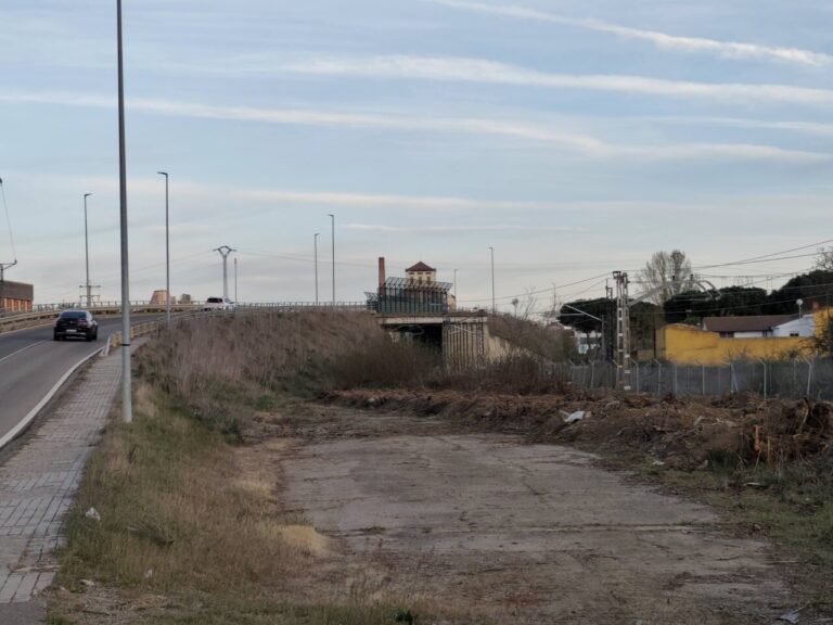 Vista de la obra de la salida del AVE hacia León desde Palencia