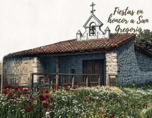 Ermita de San Gregorio en Baltanás rodeada de flores