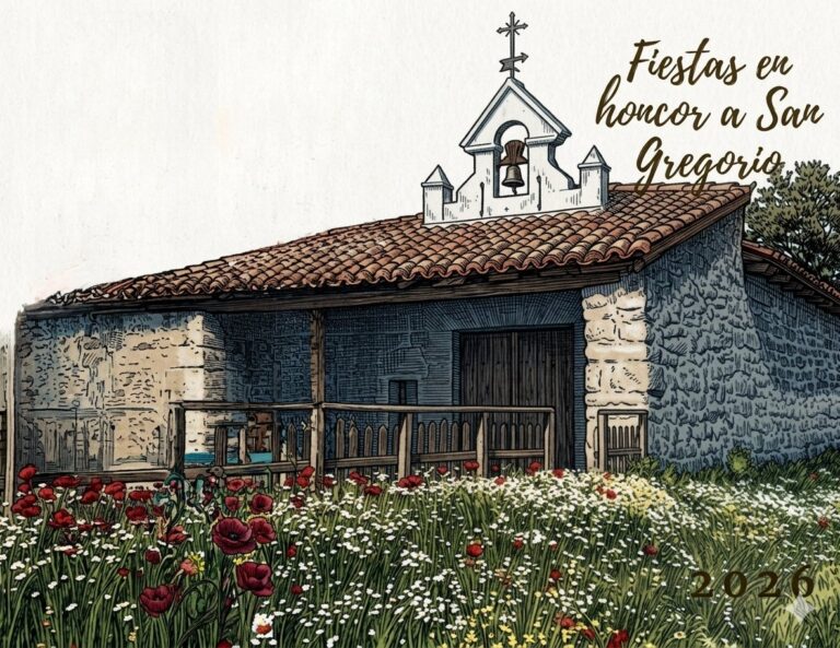 Ermita de San Gregorio en Baltanás rodeada de flores
