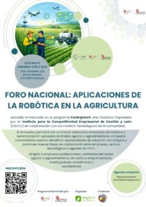 Cartel del foro sobre robótica en la agricultura en Palencia