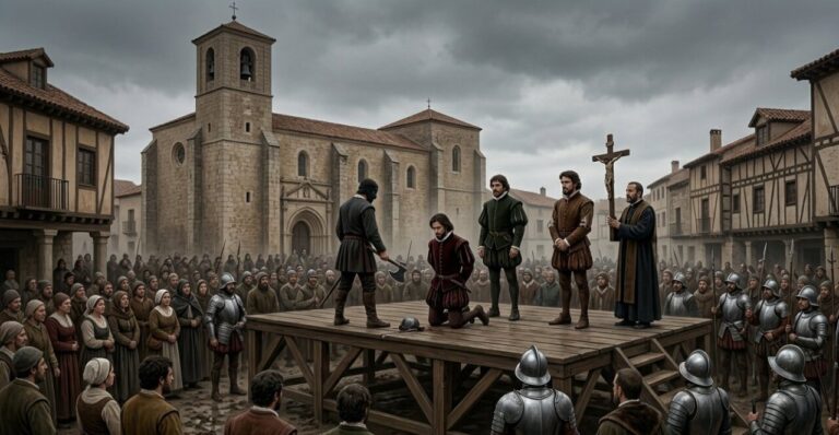 Representación de la ejecución de líderes comuneros en Castilla.