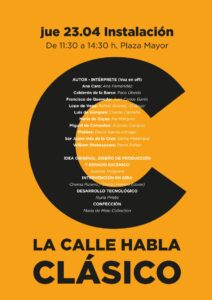 Cartel de la instalación La calle habla clásico en Plaza Mayor de Palencia