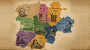 Mapa literario de Castilla y León con autores destacados por provincia