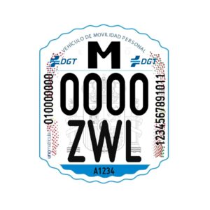 Matrícula de un vehículo de movilidad personal para patinetes eléctricos