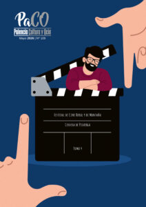 Portada de la revista PaCO con ilustración de un hombre en una claqueta