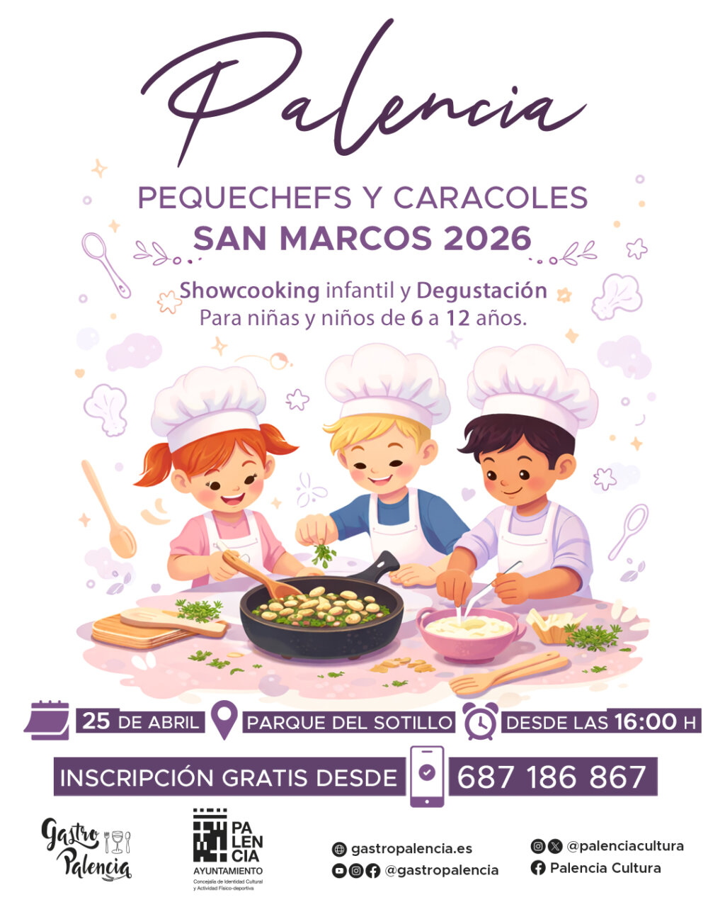 Niños cocinando en un showcooking infantil en Palencia