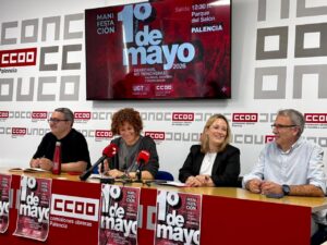 Reunión de UGT y CCOO para la movilización del 1 de mayo en Palencia.