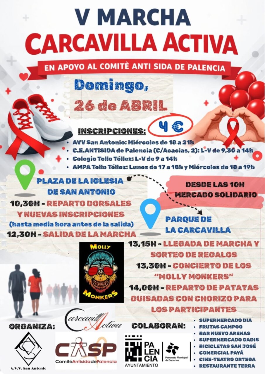 Cartel de la V Marcha Solidaria Carcavilla Activa en Palencia