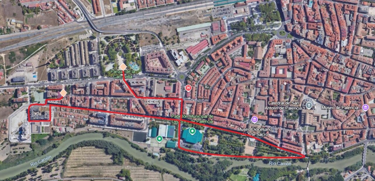 Mapa de la V Marcha Solidaria Carcavilla Activa en Palencia