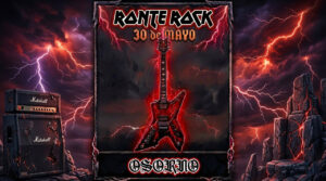 Cartel del festival Ronte Rock con guitarra eléctrica y detalles en rojo
