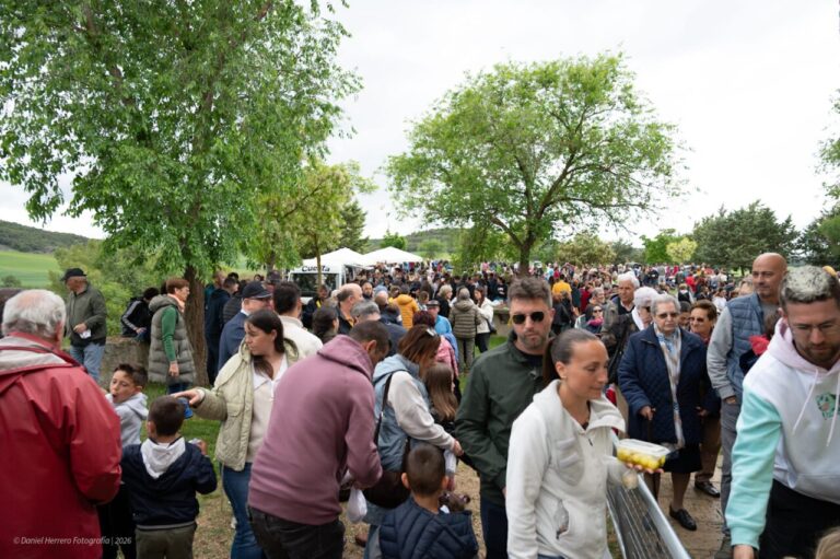 Multitud de personas en la romería del Voto Villa en Astudillo