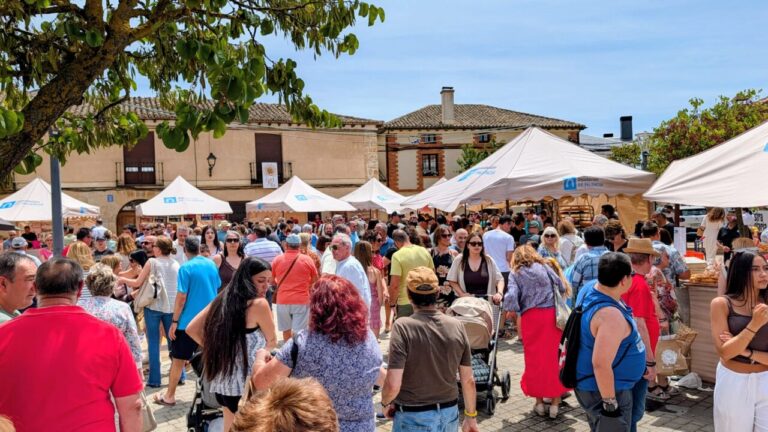 Multitud de personas en la Feria del Pan en Grijota, Palencia