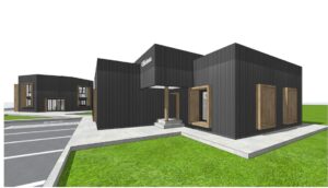 Edificio moderno del CERES Rural Innovation Hub en Perales, Palencia.