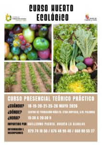 Curso de huerto ecológico en el Centro de Formación Viñalta con vegetales frescos.