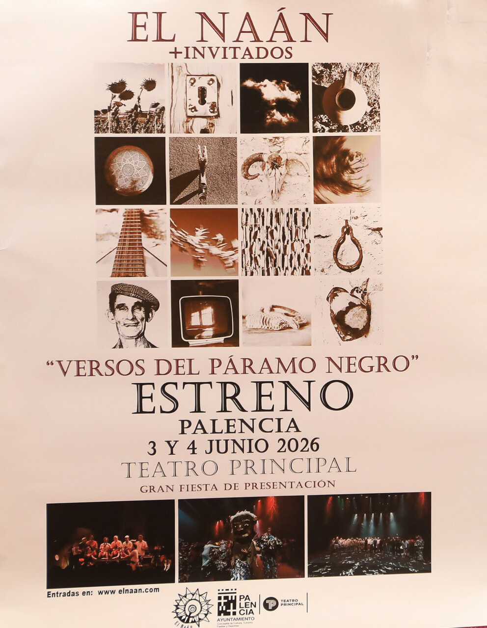 Cartel del estreno de El Naán en Palencia con imágenes artísticas