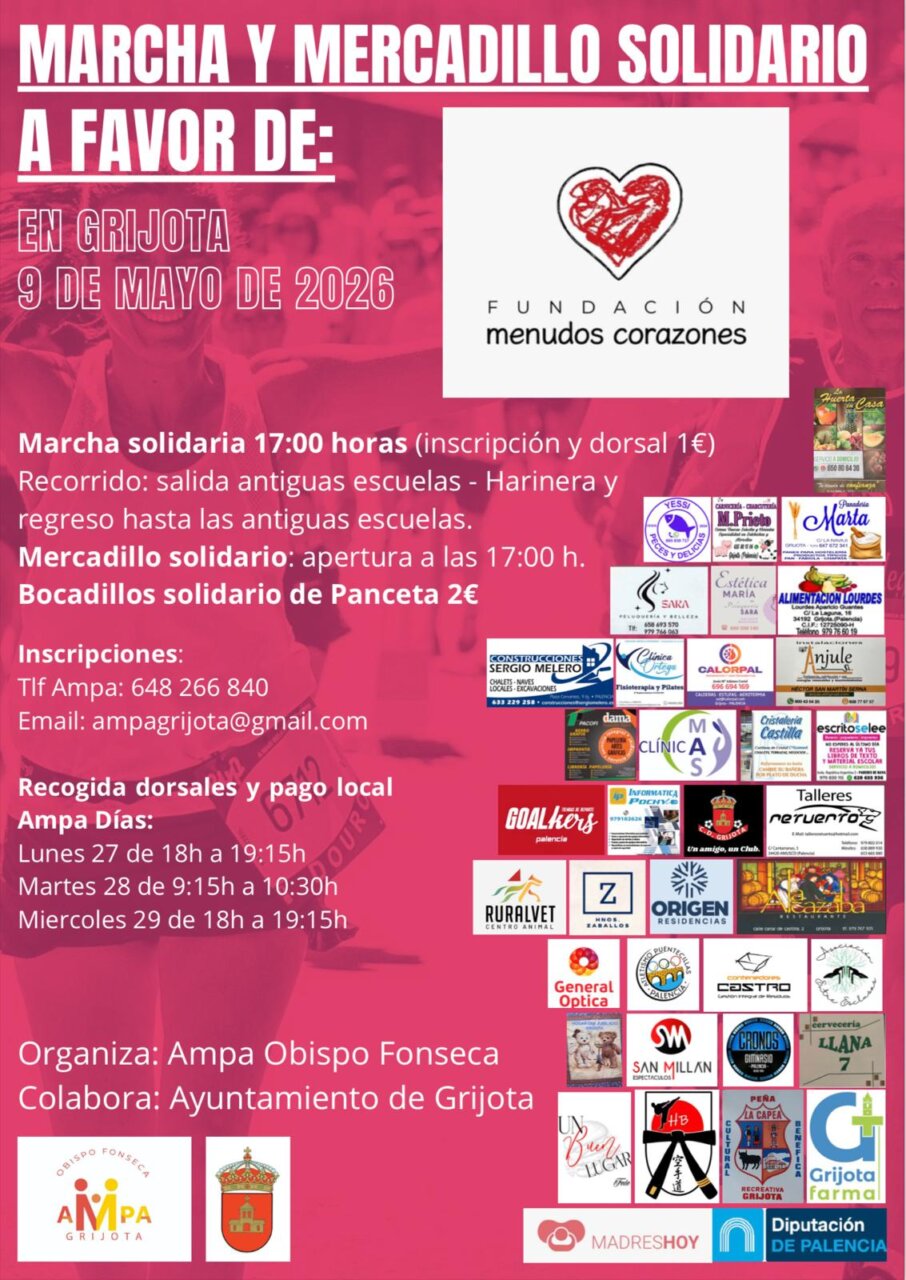 Cartel de la marcha y mercadillo solidario en Grijota
