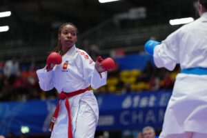 Isabel Nieto compitiendo en el Campeonato de Europa de Karate en Frankfurt