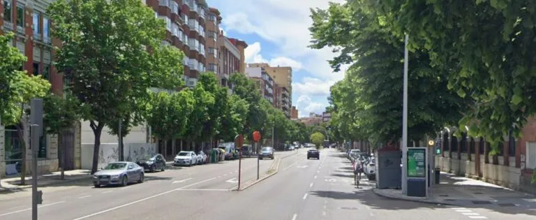 Vista de la Avenida Casado del Alisal con árboles y vehículos