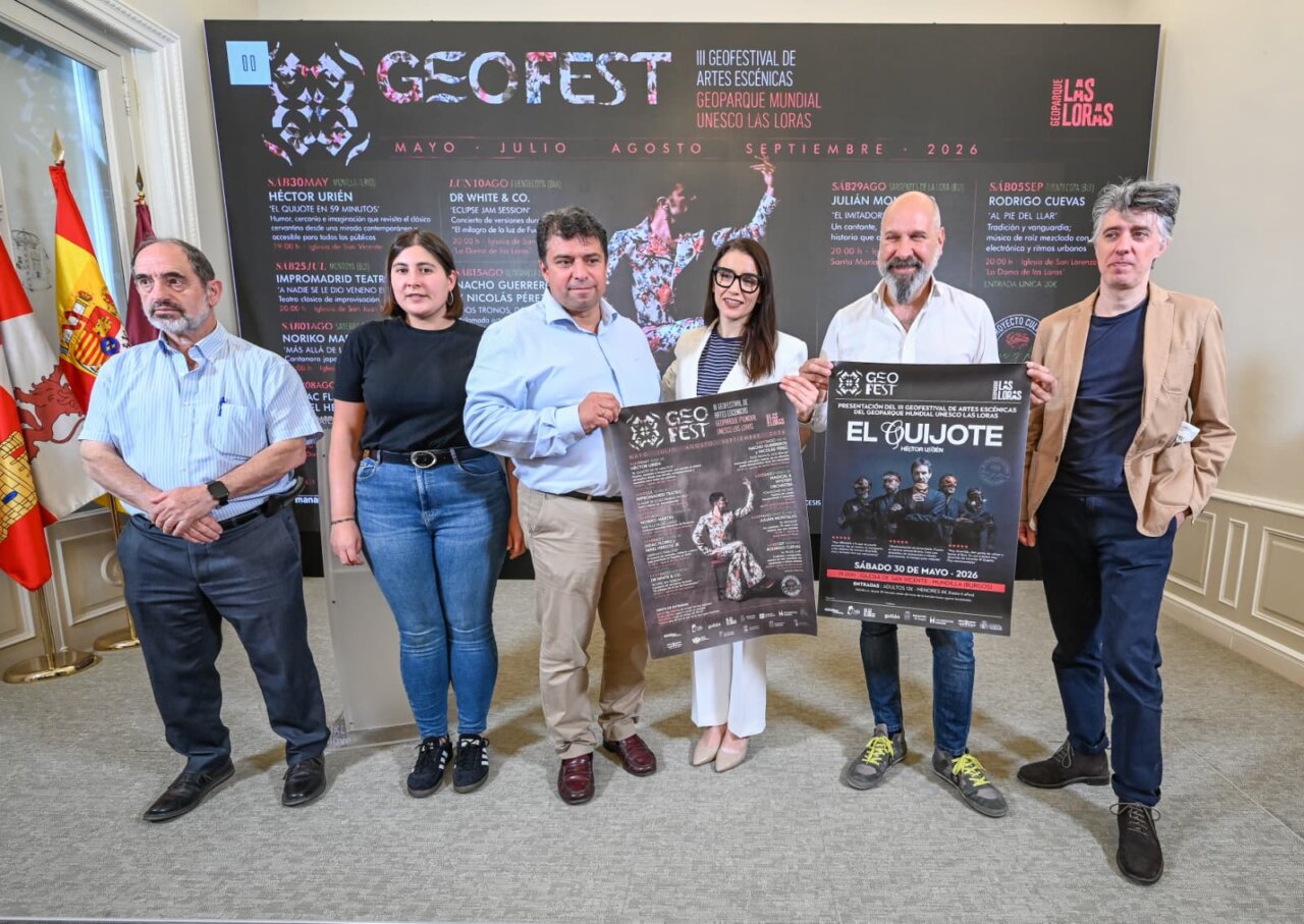Presentación del III GeoFest en la Diputación de Burgos con artistas y organizadores.