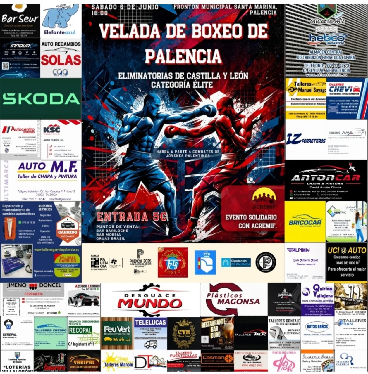 Cartel de la velada de boxeo en Palencia con detalles del evento